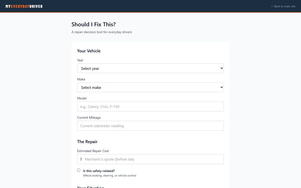 Should I Fix This — repair decision tool