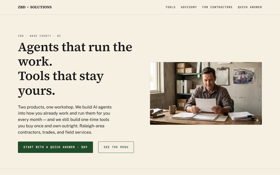 ZBD Solutions homepage